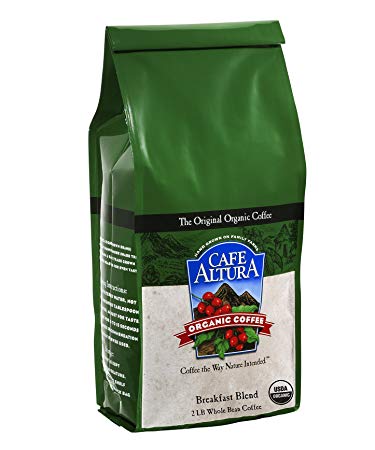 Cafe Altura Whole Bean Organic Coffee, Breakfast Blend, 2 Pound