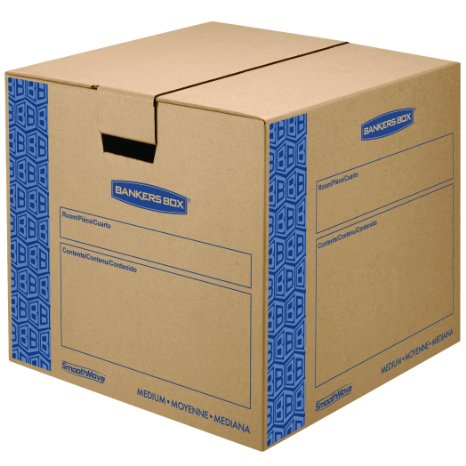 Bankers Box SmoothMove Prime Moving Boxes, Tape-Free and Fast-Fold Assembly, Medium, 18 x 18 x 16 Inches, 8 Pack (0062801)