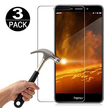 [3 Pack]Honor 6X Screen Protector Tempered Glass [9H Hardness][Ultra Clear][Anti Scratch][Bubble Free] HD Clear Tempered Glass Screen Protector Film for Huawei Honor 6X 5.5 inch