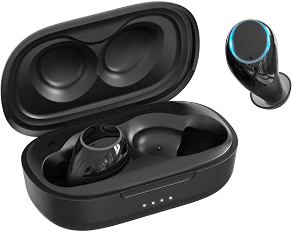 Wireless Earbuds,Aufo Bluetooth 5.0 Earbuds in-Ear Noise Cancelling with Microphone Stereo IPX7 Waterproof Wireless Headphones [USB-C Quick Charge] Mini Charging Case Single/Twin Mode Elegant Black
