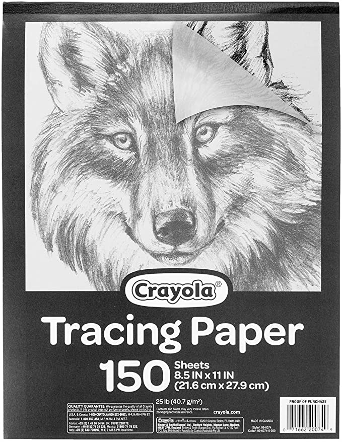 Crayola Tracing Paper 8 1/2” X 11”, Great for Light up Tracing Pad, Amazon, 150 Count