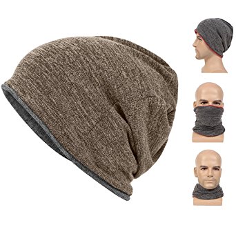 Baggy Skull Cap Slouchy Beanie Winter Warm Hat Reversible Ski Headgear for Men