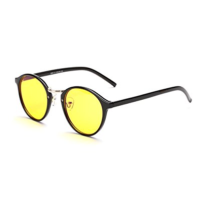 Cyxus Blue Light Filter UV Blocking Protective Glasses [Anti-Eyestrain] PC Game/TV/Smartphone/Computer Reading Eyewear, Unisex(Men/Women/Juniors), Round Retro Acetate Tortoise Frame Yellow Lens, CY-EW-003