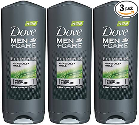 Dove Men   Care Elements Body Wash, Minerals and Sage, 13.5 Ounce (Pack of 3)