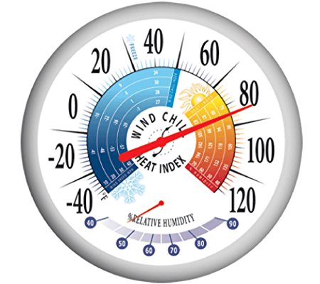 Springfield Outdoor Thermometer with Wind Chill-Heat Index and Hygrometer, 13.25-Inch