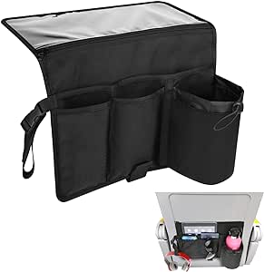 Cosmos Airplane Seatback Organizer Flight Travel Essentials Seat Back Storage Bag Airline Seat Hanging Pockets for Tablet, Magazines, Phone and Water Bottle | Keep Personal Items Clean & Organized
