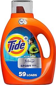 Tide Plus Febreze Sport Odor Defense HE Turbo Clean Liquid Laundry Detergent, 84 fl oz, 59 loads