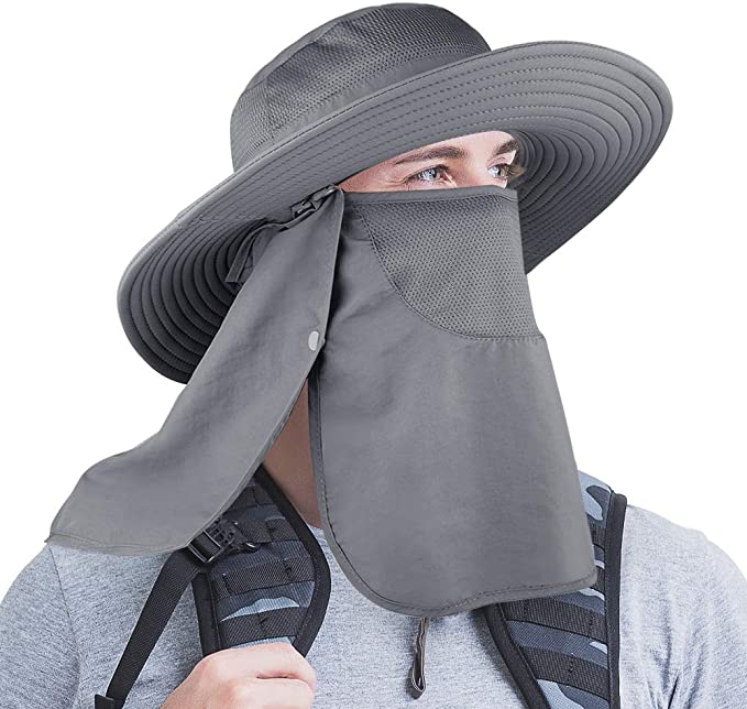 ELLEWIN Fishing Hat Sun Protection Hat Neck Face Flap Hat Wide Brim