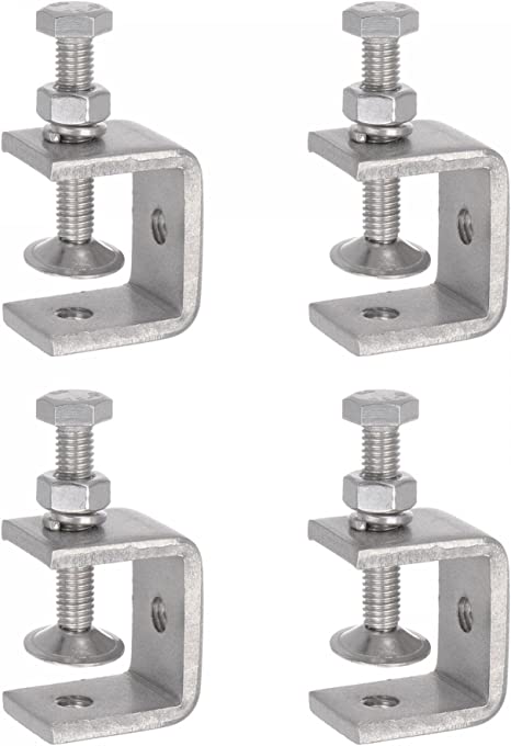 uxcell Stainless Steel C-Clamp with 1.18 Inch Wide Jaw Opening for Woodworking Welding Building Household Mount 4 Pcs