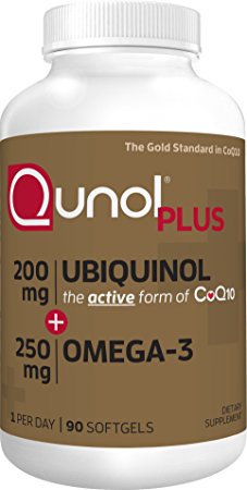 Qunol Extra Strength 200mg Ubiquinol Plus Omega 3, 90 Count