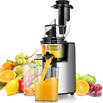 Costway 3inch Wide Chute Slow Masticating Juicer Extractor with Reverse Function, Cold Press Juicer Machine for Higher Nutrient Fruit and Vegetable Juice, 200W Quiet Motor with BPA-FREE, Easy to Clean