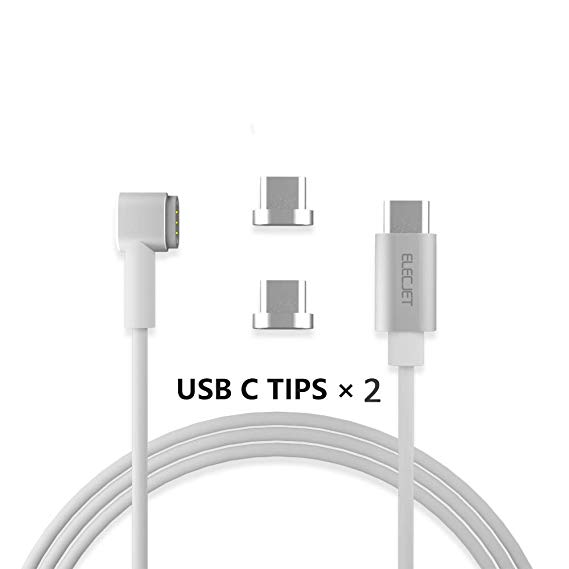 MagJet | 6Pin Magnetic USB Type C Cable for MBP | | 4.3A 87W Fast Charge| 6 Pin Reversible | QC 3.0 & PD Compatible USB C Devices -2 Tips-WHHITE …