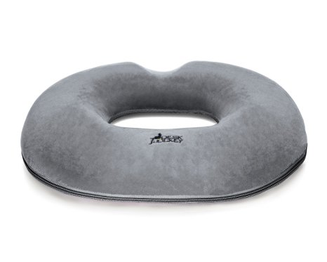 Premium Therapeutic Grade Donut Seat Cushion with Pain Free Guarantee by Desk Jockey