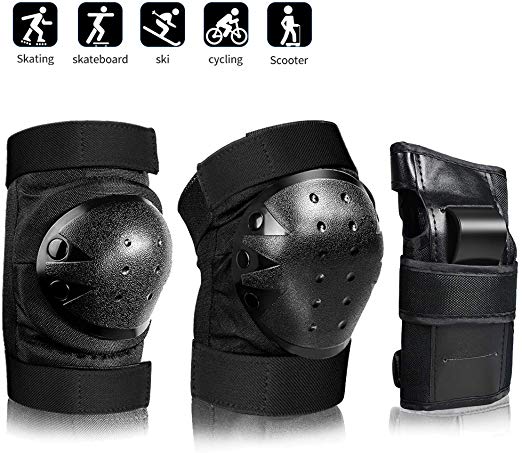 AILUNHUA Adult/Youth/Kids Protective Gear Set for Skateboarding/Rollerskating/Scooter/Cycling Men&Women&Boys&Girls Children 3 in 1 Knee Pads Elbow Pads Wrist Guards