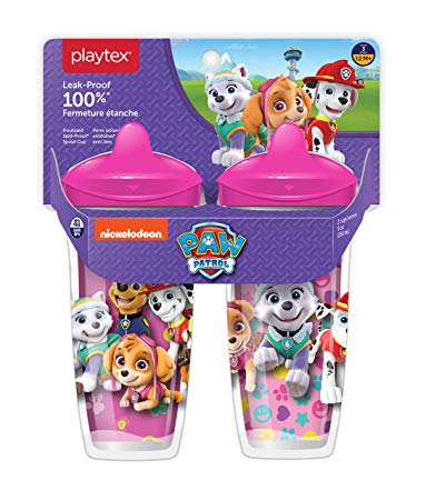 Playtex Sipsters Stage 3 Paw Patrol Spill-Proof, Leak-Proof, Break-Proof Spout Cup for Girls, 9 Ounce - Pack of 2