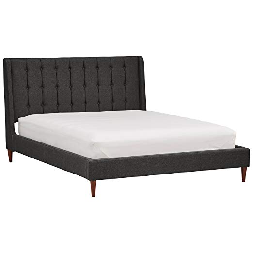 Rivet Kyler Tufted Mid-Century Upholstered King Bed with Headboard, 81.75"L, Charcoal