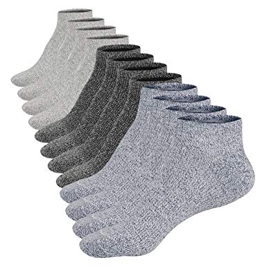 M&Z Men's Ankle Low Cut Socks Super Comfy Cotton Basic Grey Black Blue Socks(6 Pack)