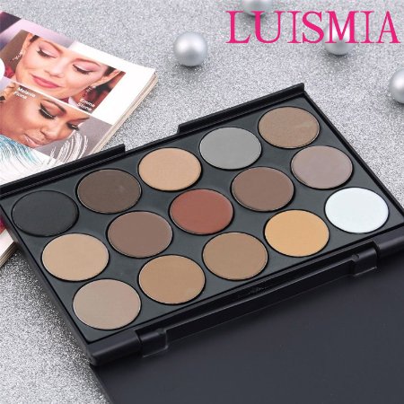 Eyeshadow Palette - Luismia 15 Colors Waterproof Smoky Natrual Naked Make up Eye shadow Kit Eyebrow Mineral Powder kit