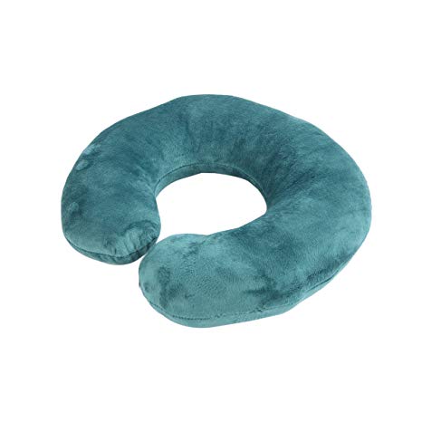 TrendsBlue Premium Microfiber Plush Travel Neck Pillow in Diff Solid Colors, Teal M/L