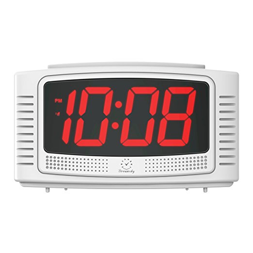 DreamSky Digital Alarm Clock , 1.2" Clear LED Digit Display With Dimmer (High/Low/Off ), Adjustable Alarm Volume , Snooze, Simple Operation, Outlet Powered Compact Alarm Clock With Battery Backup .