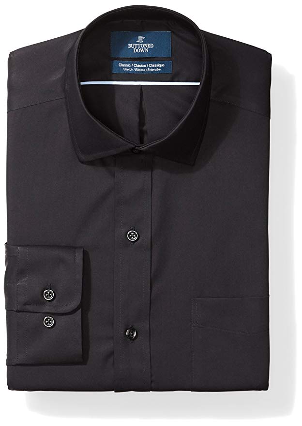 Amazon Brand - BUTTONED DOWN Men's Classic Fit Stretch Poplin Non-Iron Dress Shirt