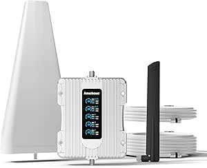 Amazboost Cell Phone Booster with LCD Display, Cell Phone Signal Booster for Home Up to 5,000 sq ft, 5G Compatible for All U.S. Carriers - Verizon AT&T T-Mobile, FCC Approved