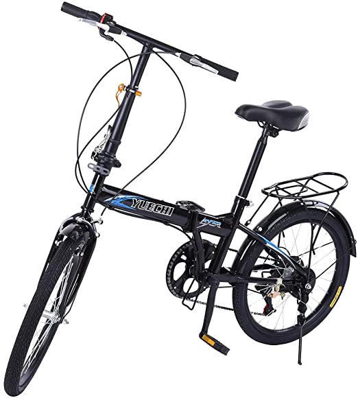 TiKingAn Folding Bike,21 Speed 20inch Bikes,Double Disc Brake Mountain Bicycle for Adult Teens Urban Commuters (Stock US) Black