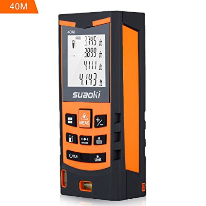 Suaoki S9 131ft Portable Laser Distance Measure, Laser Measure with 2 Bubble Levels ,Pythagorean Mode and Area, Volume Calculation and Angles Measurement, Range Finder / Digital Tape Measure