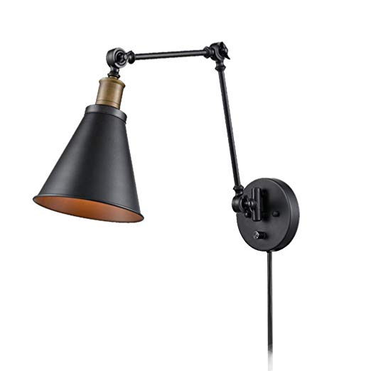 CLAXY Ecopower Vintage Style Swing Arm Wall Lamp Plug-in Wall Light