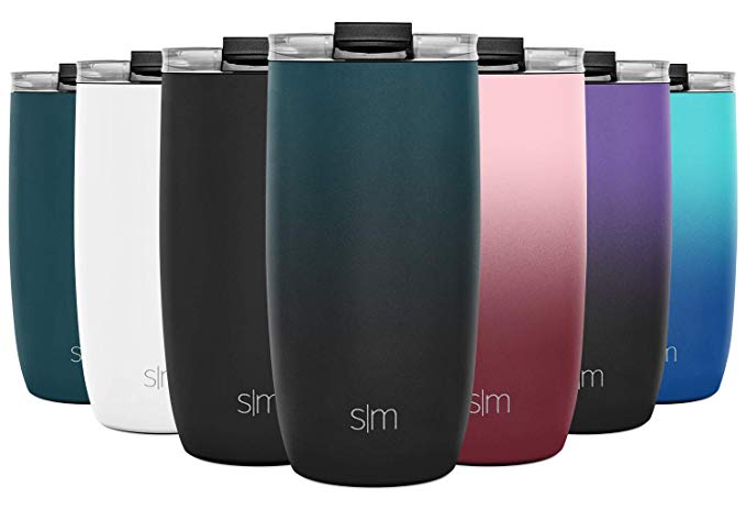 Simple Modern 16oz Voyager Travel Mug Tumbler w/Clear Flip Lid & Straw - Coffee Cup Vacuum Insulated Flask 18/8 Stainless Steel Hydro Water Bottle Ombre: Moonlight