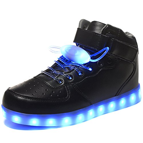 HOFISH Unisex LED High Top Light Up Shoes For Women Men Flashing Sneakers With 11 Lighting Patterns