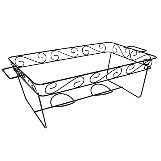 Party Essentials Elegance Full Size Heavy Duty Chafing Rack, Decorative Wire Buffet Rack Stand, Serving Trays Frame Food Warmer, Black (Case of 12)