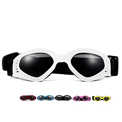 Vevins Dog Goggles Sunglasses UV Protective Foldable Pet Sunglasses Adjustable Waterproof Eyewear for Cat Dog
