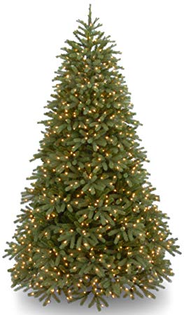 National Tree 7.5 Foot "Feel Real" Jersey Frasier Fir Medium Tree with 1000 Dual LED Lights, Hinged (PEJF1-302LD-75)