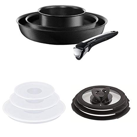 Tefal Ingenio Non-Stick Induction Starter Cookware Set, 4 Pieces   Ingenio Glass Lids   Ingenio Plastic Lids - Set of 3