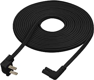 Extra Long 25-Foot Power Cord Compatible with Samsung and LG TV LED Smart Screens and Many Other Compatible Electronics - 90 Degree Right Angled L-Shaped Power Cable (25-Foot, Black)