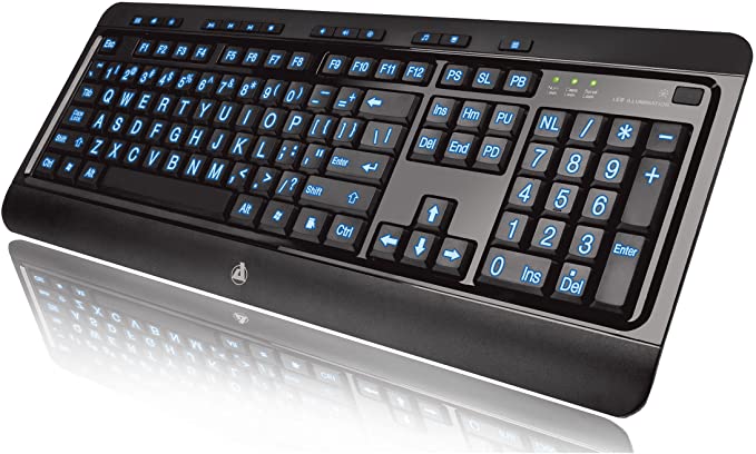 Azio Large Print Tri-Color Backlit Wired Keyboard Kb505U