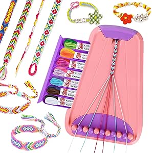 Rdfmy Friendship Bracelet Making Kit for Girls, Arts and Crafts Bracelets String Maker Kit for Kids Ages 8-12 Christmas Birthday Gifts Pink with Purple