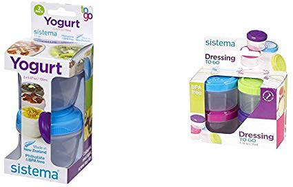 Sistema To Go Yogurt Pack with 2 Yogurt Pots & 4 Toppings Containers, 12-Piece