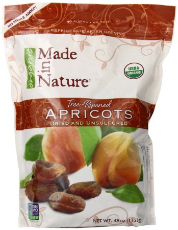 Made in Nature Organic and Unsulfured Tree Ripened Dried Apricots in Resealable Bag 3 Lbs or 48 Oz