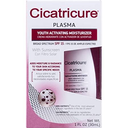 CICATRICURE Plasma Face Cream, Reduces Fine Lines and Wrinkles with Broad Spectrum Sun Protection, White ,  1 fluid ounce