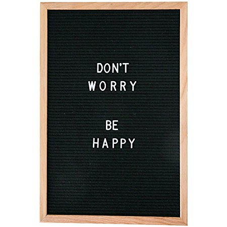 Felt Letter Board (12 x 18 Inches, Black) With Solid Oak Wood Frame, 780 Letters   Special Characters & Emojis With Free Gifts ( Canvas Bag and Scissors)