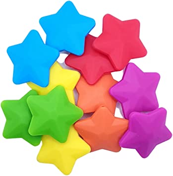 Star Silicone Beads - Jewelry Necklace Bracelet Making Kit - Food Grade BPA Free Arts and Crafts Supplies (12PC Rainbow)