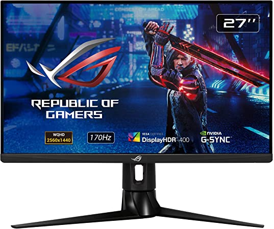 ASUS ROG Strix XG27AQ 27” HDR Gaming Monitor, 1440P WQHD (2560 x 1440), Fast IPS, 170Hz, 1ms, G-SYNC Compatible, Extreme Low Motion Blur Sync, Eye Care, HDMI DisplayPort USB 3.0 Hub, DisplayHDR 400