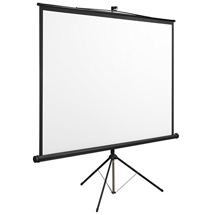 VonHaus Tripod Projector Screen 67-Inch 120 x 120cm - Matt White | Adjustable Height | For Home/School/Office