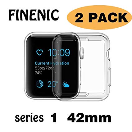FINENIC【2 Pack】 Compatible Apple Watch Series 1 42mm Screen Protector case Cover, Soft TPU Screen Protector Case for iwatch Series 1 42mm (Color Combination) (Clear/Clear)