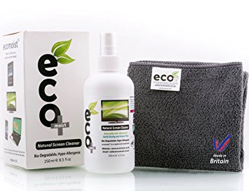 Ecomoist Natural Screen Cleaner 250ml with Fine Microfiber Towel