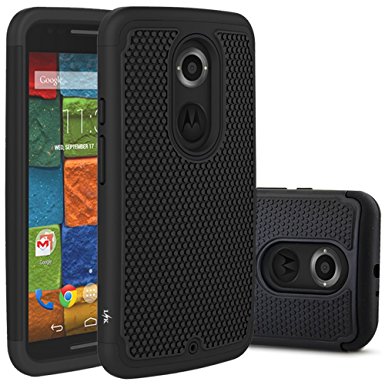 Moto X (2nd Gen) Case, LK [Shock Absorption] Hybrid Dual Layer Armor Defender Protective Case Cover for Motorola Moto X 2nd Generation (Black)