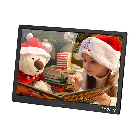 Andoer 15.4 Inch Digital Picture Frame Extra-thin 1280x800 Resolution 1080P HD Digital Photo Frame Video Music Clock Calendar E-Book Functions with 2.4G Wireless Remote Control for Family Friends