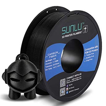 SUNLU Carbon Fiber PLA Filament 1kg 1.75mm 3D Printer Filament, Dimensional Accuracy  /- 0.02 mm, 1kg Spool, 1.75 mm